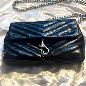 Rebecca Minkoff Datenight Crossbody - black quilted leather with silver chain